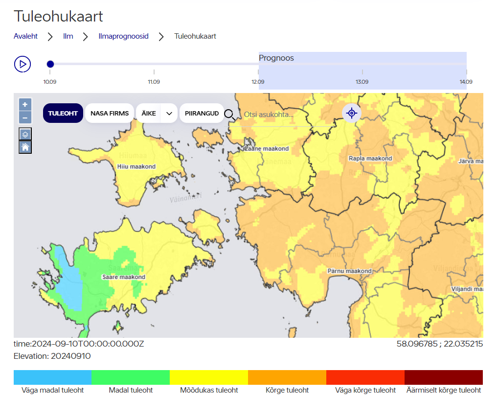 Tuleohukaart 10.9.2024